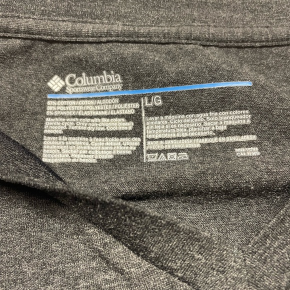 Mens Columbia V-neck Gray Short Sleeve T-Shirt Size L/G - Picture 3 of 5